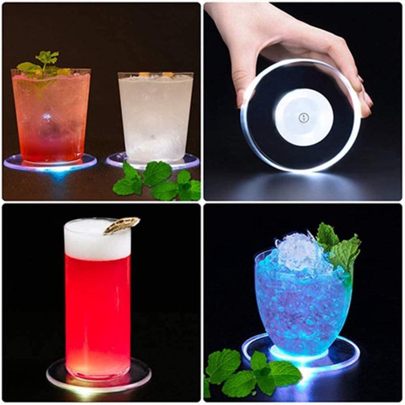 LEDコースター 6パック LED ライト コースター ライトアップ コースター LED カクテル コースター LED フラッシュ ライト カップ マット アクリル ワイン コースター ライト バー クラブ putera-10410911 GRATIQUE MIEI サンプル画像3