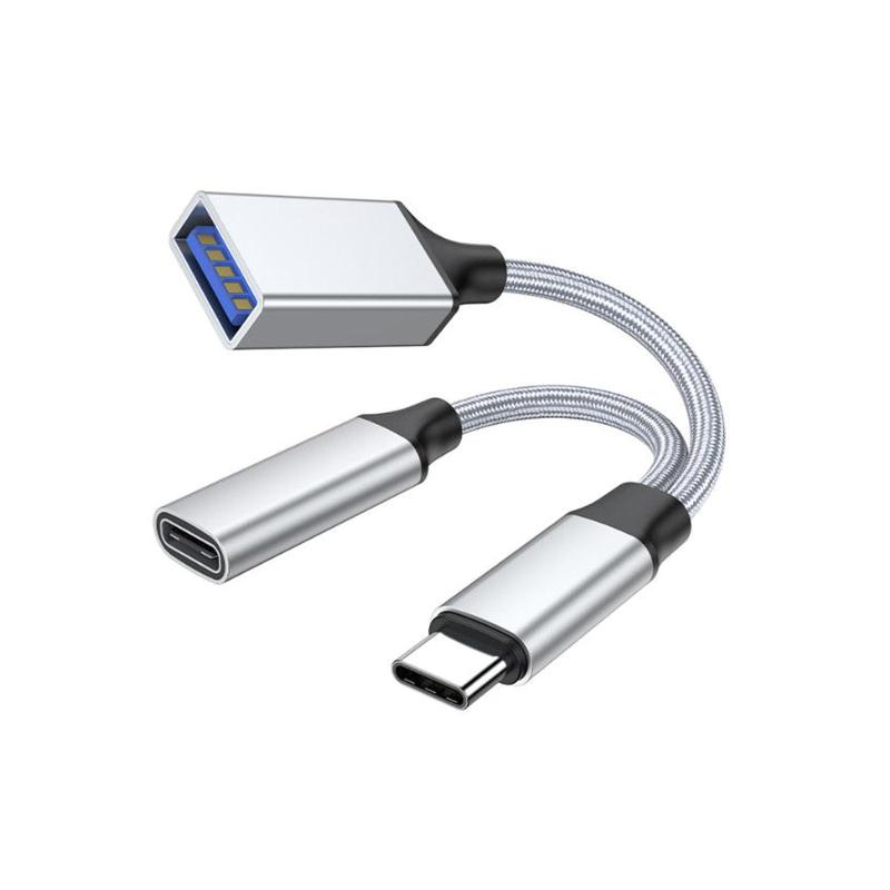 USB Type C 変換 アダプタ USB 3.0高速ポート+タイプC充電ポート Y分岐器 usb otg 変換アダプタ 双方向 データ転送 写真/ビデオ転送/マウス/プリンタ/キーボード/Uディスク接 対応【OTGケーブルの機能】USB Type-C OTG 3.0ケーブルを使って既存の従来のUSB Type-Aの機器（外付USBメモリ、マウス、キーボード、ゲームコントロール、カードリーダーなど）をType-C端子のスマホやタブレットに接続可能です。手元のUSB周辺機器を最大限に活用できます。【優れた安定性＆耐久性】アルミニウム合金シェルを使用し、摩耗を恐れず、非常に耐久性が高い。接続の感じや触った感触も品質が高いです。【双方向転送】写真/オーディオ/ファイルの双方向の転送と読み取りをサポートしております。それを介し素早くて簡単に駆動できます。双方向データ転送とは、ユーザーがデータや情報を気軽にインポート/エクスポートできるため、効率を大幅に向上と共に、デバイス容量の不足も解消できます。OTGケーブルUSB Cは、データを転送したり、いくつかの小電力周辺機器を接続したりする際に携帯電話を10Wまで充電します。【簡単に使える】プラグアンドプレイ、USB Cスプリッタに追加のドライバ/ソフトウェアは必要ありません。両側にデバイスを挿入でき、挿入するだけで、いつでも再生できます。【幅広い互換性】マウス/キーボード/USBディスク/リムーバブルハードディスク/充電器/カードリーダー/プリンタ/ゲームハンドルなどの周辺機器向け。