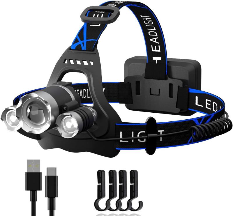 【強化版 長航続 多機能 ledライト】ヘッドライト 4種類USB充電式 ヘッドランプ 大...