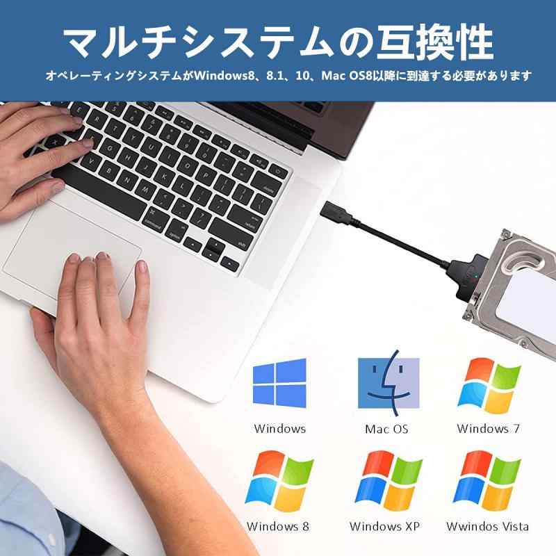 GRATIQUE MIEIのSatohom SATA-USB C 変換アダプター 2.5インチSSDHDDに適しています SATA ダプタケーブル｜アングル3