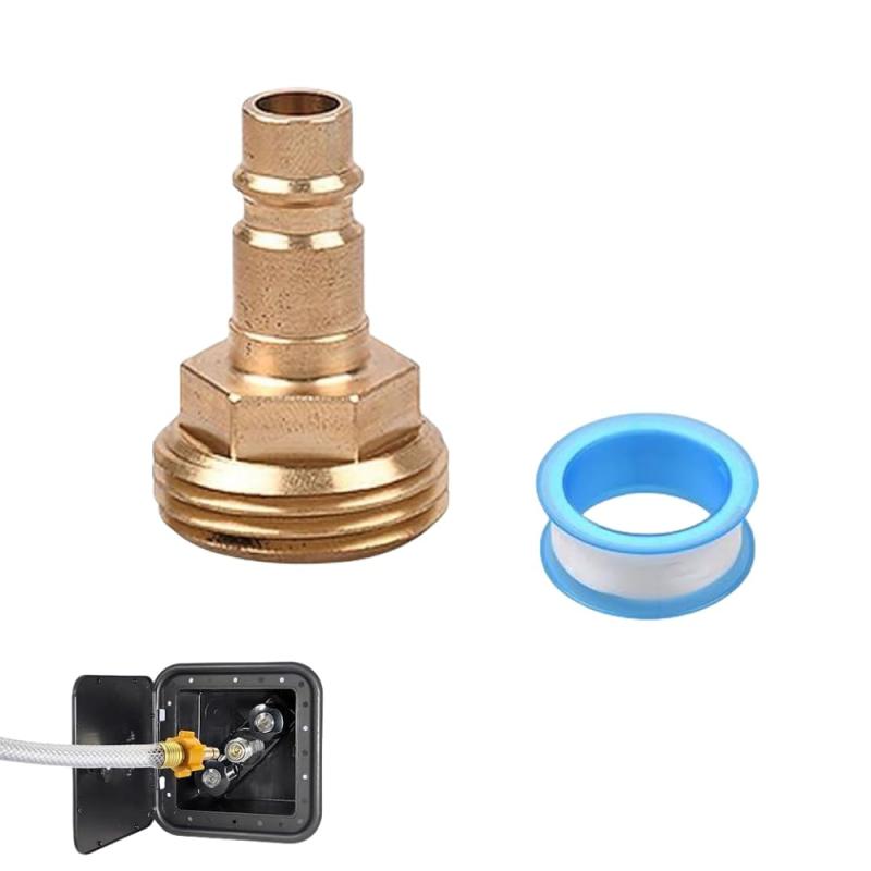 Garden Hose Quick Connector Adapter - Brass Fitting for RV Spray Port & Spray Gun Outlet
