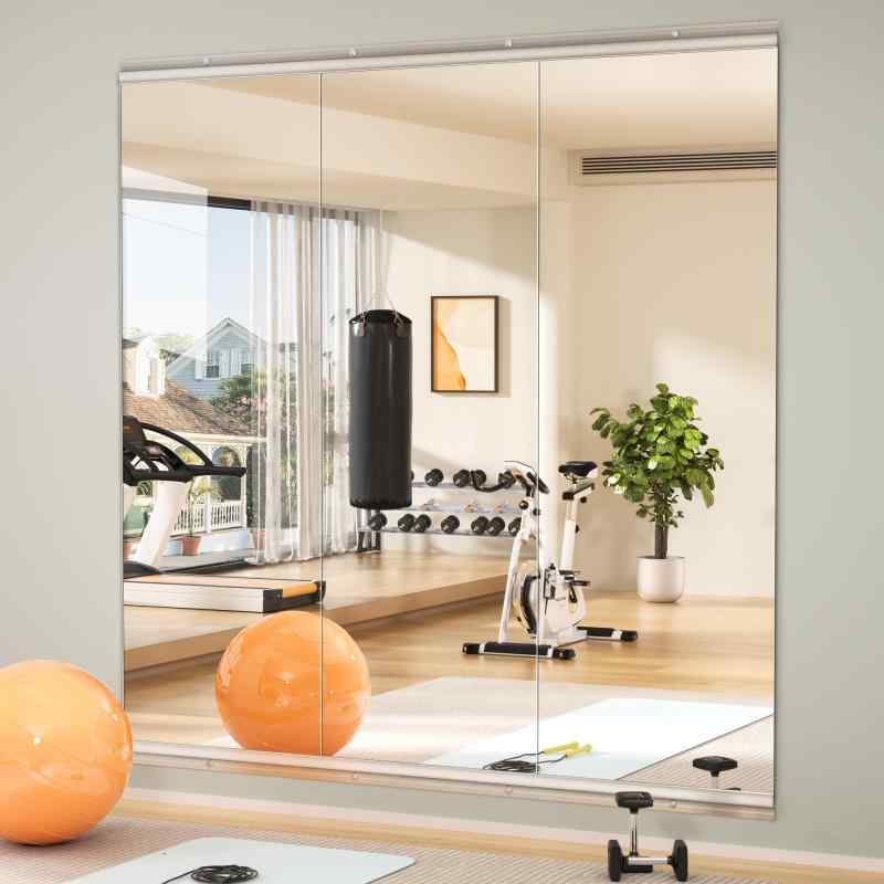 Hasipu ホームジムミラー 長さインチ - ヨガ用大型全身ミラー ィットネス、ガレージ、ダンススタジオ用壁掛けミラー 0.16インチ強化ガラス フレームレス putera-10418454 GRATIQUE MIEI サンプル画像2