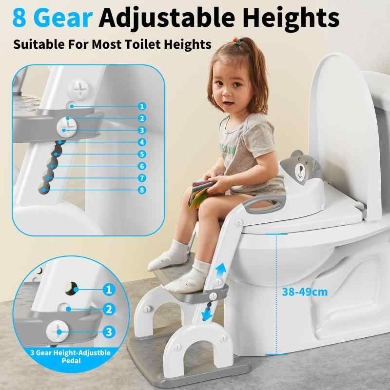 トイレトレーニング階段付きの子供補助便座，アップグレードされた丸アーチ型補助...