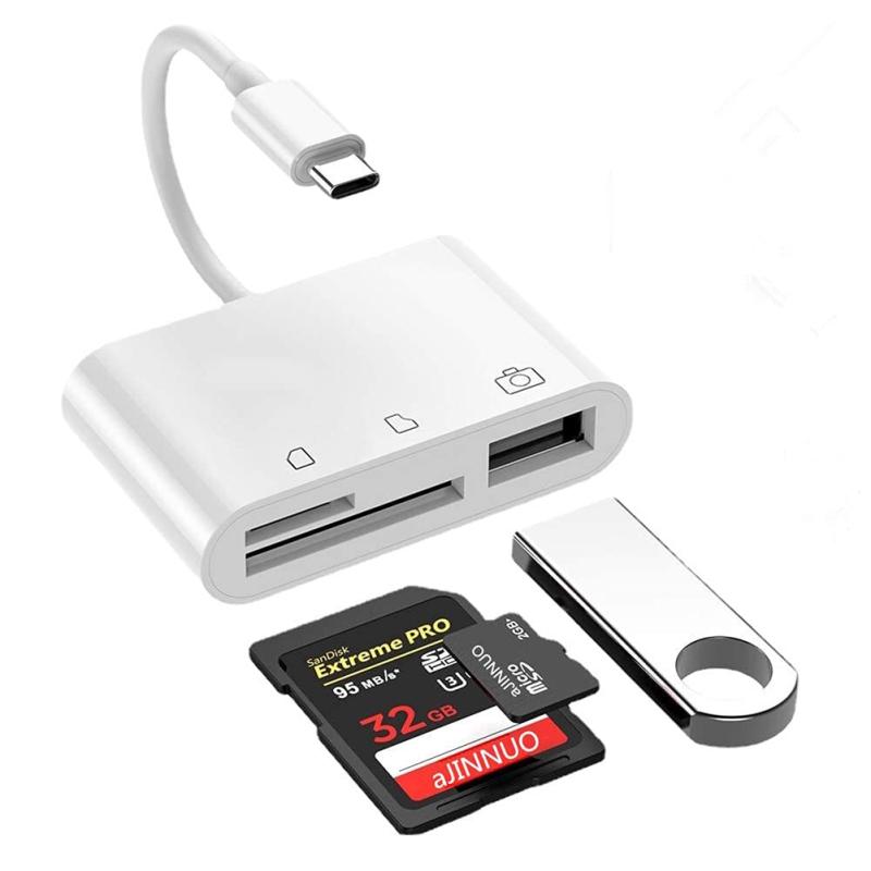 SDメモリー カードリーダー USBマルチカードリーダー SD/TF読取Type-C/USB 全対応 写真 動画 音楽 PDF PPT XLS DOC 読み書き 超高速双方向転送 OTG 多機能 カメラ用 外付メモリーカードリーダー ファイ【USB Type C SDカードリーダー】SDスロット、TFスロットとUSB2.0ポートが付きの3-in-1カードリーダーです。USB2.0ポートはカメラ、ワイヤレスキーボード、マウスやUSBメモリに適用です。カードを2枚挿した場合、同時に読み書きできます。USB-A ポートも同時に使用できます。面倒な抜き挿しが不要で、作業効率を向上させます。【放熱性&amp;ポータブルデザイン】優れた放熱性を持つアルミ製のケースは、発生した熱を効率的に発散することによって温度の上昇を抑え、安定したデータ転送をサポートします。コンパクトサイズで持ち運びに便利なので、外出先でも気軽に利用できます。【様々なデバイスに対応】 USBポート対応：カメラ、デジタルカメラ、USBメモリ、カードリーダー、ギター、MIDIキーボードなど。非対応：プリンタ、ハードディスクは対応出来ません。一部はイーサネット、DACに対応しています。最大500mAのUSBデバイスに対応、他社、同類製品は100mAをサポートしております。【優れた互換性】標準なType cポートが搭載するデバイスに適用できます。例えばMac Book、Mac Book Pro、i-Pad Pro 2018/2020、Xperia XZ、Galaxy S9 S9 Plus、Galaxy S8 S8 Plus、Zenfone 3、LG G6 G5 V20、HW P20 Plus、Mate 20 Pro、Nexus 5X 6P等です。【品質】当店の商品はすべて一年品質がありますので、商品は届いたら何か問題がありましたら（初期不良、破損、キズなど）、お気軽にお問い合わせください。 24時間以内にご対応いたします。製品の交換及びがございますのでご安心下さい。