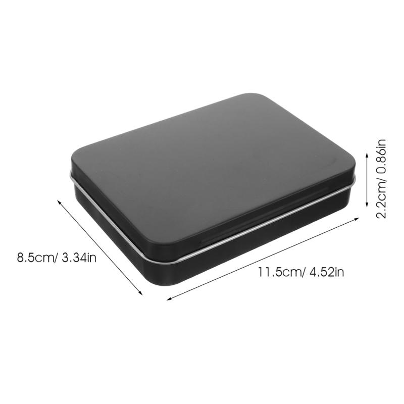 Housoutil ブリキ缶 ケース 黒 ブラック ヒンジ付き 11.5×8.5×2.2cm 長方形 メタル 収納缶 小物入れ 蓋付き アウトドア サバイバル 救急セット ガジェット 整理 (ブラック) putera-10546087 GRATIQUE MIEI サンプル画像2
