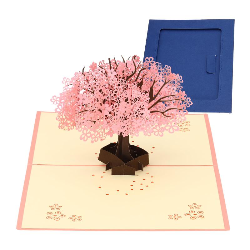 PATIKIL ご挨拶ティングカード 桜 木 サンキューカード 誕生日カード はがき 封筒と空白メモ カード 3D 女性 友達 記念日 バレン タインデー ピンク putera-10431316 GRATIQUE MIEI パッケージ画像