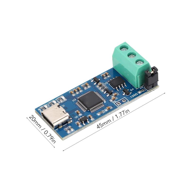 GRATIQUE MIEIのUSB to CAN モジュール Type C 電源変換アダプター CAN 2.0A CAN 2.0B CAN FD プロトコルバスアナライザー V2.0 LED インジケーター高性能｜アングル2