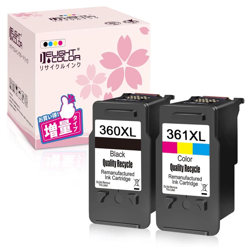 【Delightcolor】再生インク Canon（キャノン）用BC-360 XL+BC-361 XL（ブラック+カラー）2個セット(BC360+BC361 大容量）残量表示付【対応機種】PIXUS PIXUS TS5330 TS5430【商品内容】CANON(キャノン)用リサイクルインクBC-360XL(染料) 大容量ブラック+BC-361XL大容量カラー【対応機種】PIXUS TS5330 TS5430　【仕様】ICチップ付きで、残量表示です。【品質管理】ISO140001 【環境基準】 ISO9001 【品質基準】 認定取得自社工場にて生産しております。【】商品ご購入から【365日】サービス付。インクには何かなどございましたら、サービスカードまでお気軽にお問い合わせください。