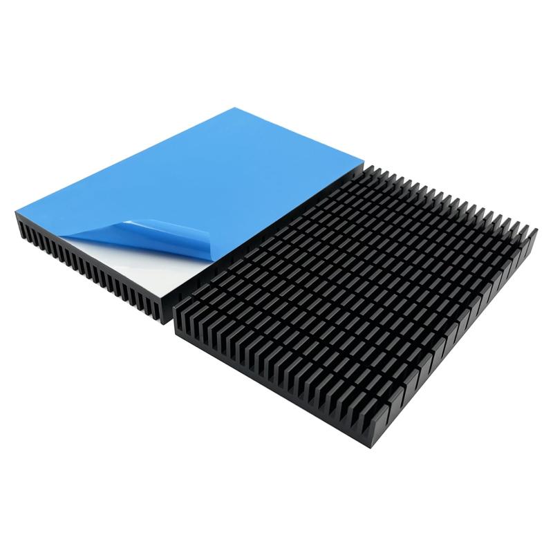 大型ヒートシンク 急速冷却 150x93x15 mm + 熱伝導性粘着テープ アルミニウム製 放熱板 冷却効率 空冷 フィン 熱シンク アルミニウム クーラー冷却熱シンク ラジエーター CPU アンプ PCBボード用
