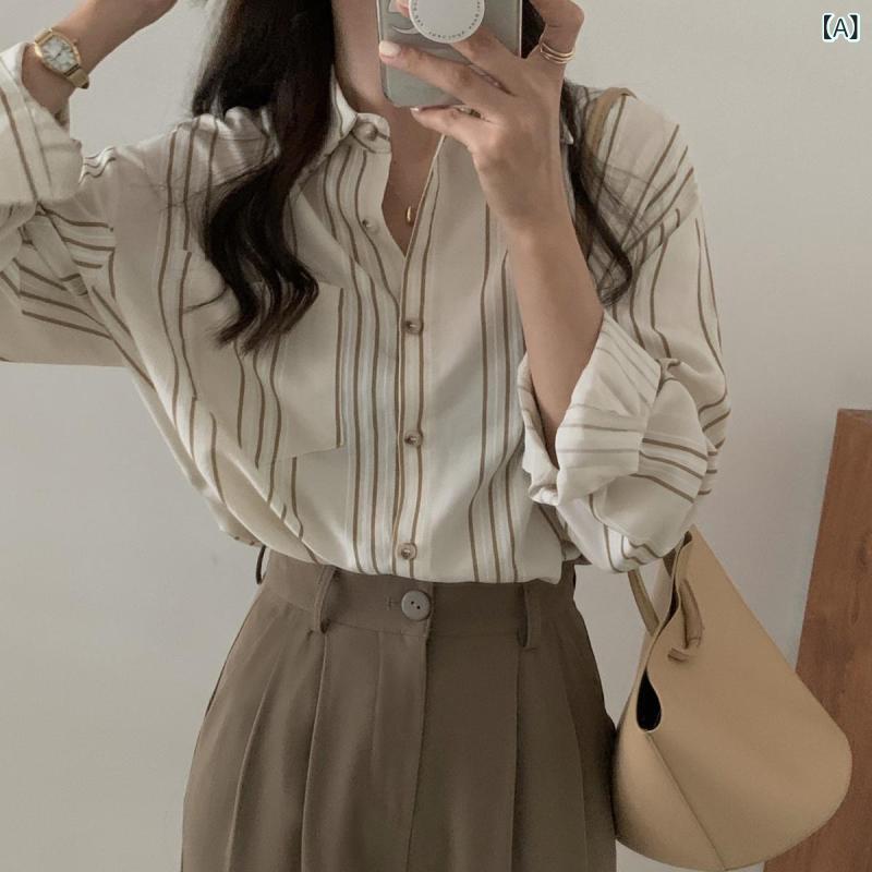 GRATIQUE MIEIのシャツ レディース トップス 襟付き 長袖 チュニック グラデーション ストライプ しなやか さらさら とろみ 素材 ゆったり 綺麗め 上品 高級感 オフィス カジュアル 通勤着 普段使い お出かけ 春秋｜アングル2