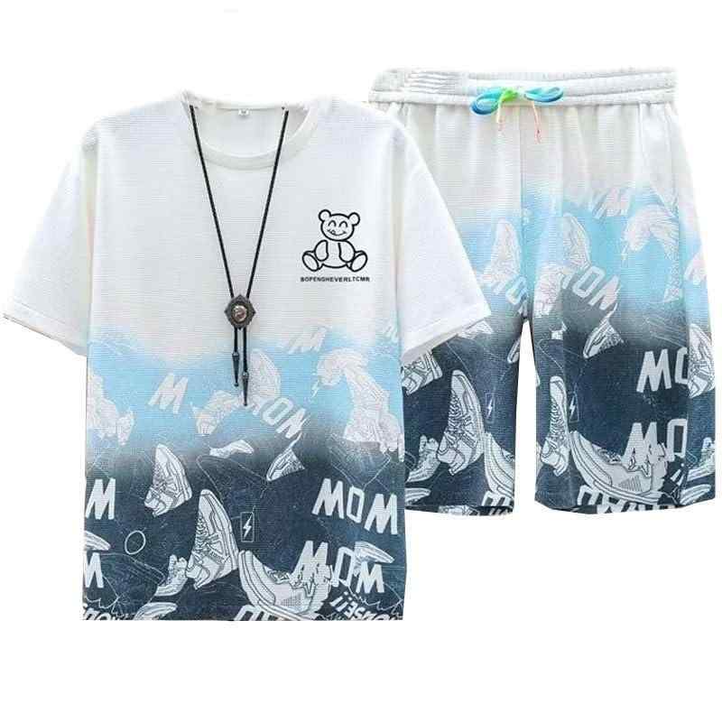 [FJLTDCP] ジャージ 夏服メンズ 上下セット 半袖 上下2点セットプリントtシャツ メンズ 半袖 吸汗速乾 カジュアル 運動着 夏 部屋着ゆったり 軽量 おしゃれ 夏服男女兼用【M=日本サイズS 】適応身長：160-170cm 体重:45-55kg 着丈:72cm 胸囲:116cm 肩幅:53cm 袖丈:23.5cm. パンツ着丈:55 ヒップ:115 ウエスト:108【L=日本サイズM】適応身長：165-175cm 体重:55-63kg 着丈:74cm 胸囲:120cm 肩幅:54cm 袖丈:24.0cm. パンツ着丈:56ヒップ:119 ウエスト:112【XL=日本サイズL】 適応身長：170-180cm 体重:63-72kg 着丈:76cm 胸囲:124cm 肩幅:55cm 袖丈:24.5cm. パンツ着丈:57 ヒップ:123 ウエスト:116【2XL=日本サイズ2L】 適応身長：175-185cm 体重:72-85kg着丈:78cm 胸囲:128cm 肩幅:56cm 袖丈:25.0cm. パンツ着丈:58ヒップ:127 ウエスト:120【注意】製造工程の関係上、各採寸箇所（平置き）実寸より（-1～+3cm）の誤差の許容範囲でご了承ください。撮影時の照明などの関係、またPC設定、環境などによって、色具合 に差異がある場合がございます。、弊社がブランド（FJLTDCP）を取って、ご安心、購入していただくようお願い申し上げます。ご注文到着した後、一か月以内にクーリングオフできます、・対応いたします