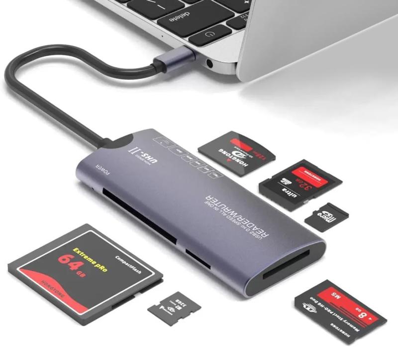 メモリカードリーダー6in1 USB-C SD/TF(Micro SD)/MS/XD/CFカードリーダーアダプター メモリー カードリーダー OTG対応 高速 双方向転送 for iPhone17 16 15, MacBook Pro/Air 2023,