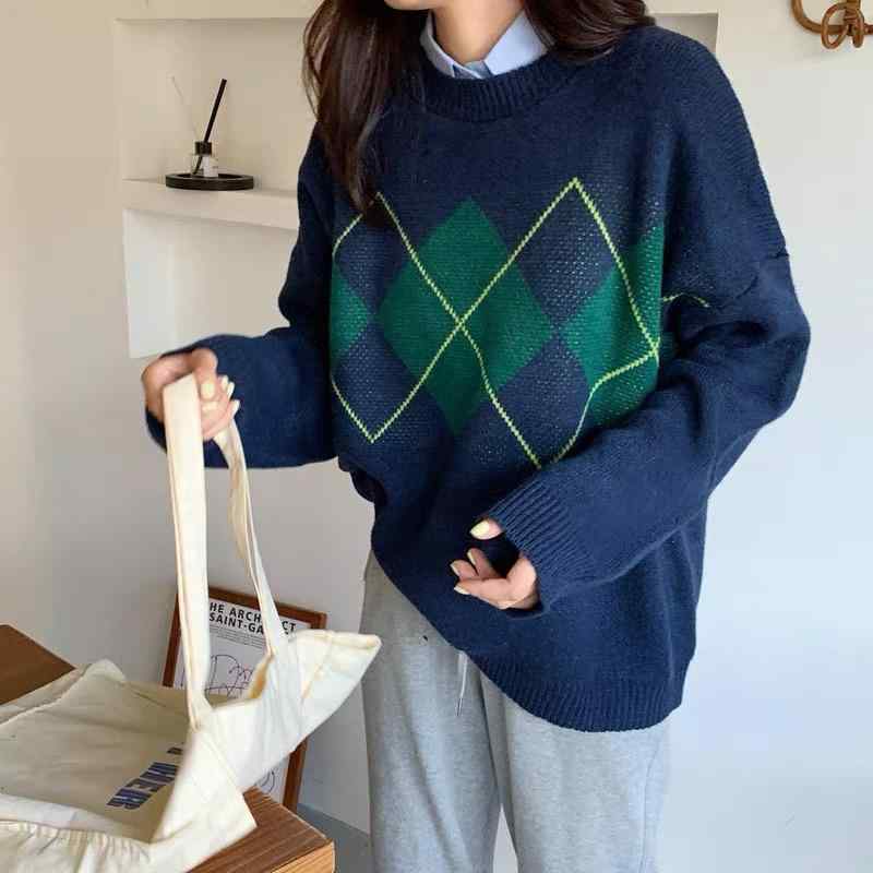 ニット セーター レディース 春秋 長袖 トップス プルオーバー インナー 丸首 ラウンドネック ルーズ ゆったり 抜け感 カジュアル 韓国風