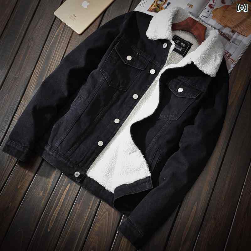 ジャケット メンズ 冬服 秋冬 羊羔絨 ボア デニムジャケット アウター Gジャン ジージャン 大きいサイズ 厚手 防寒 暖かい カジュアル トップス 紳士服 ライトブルー ブルゾン コート ヘビーアウター