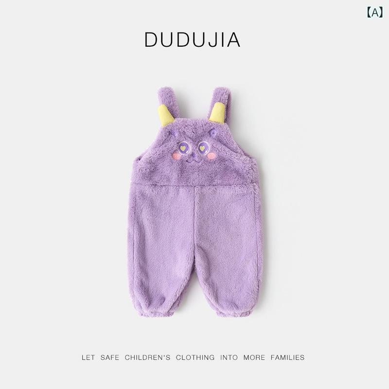サロペット 男の子 女の子 ベビー キッズ オーバーオール パンツ ズボン 長ズボン ボトムス 秋冬 冬服 加絨 裏起毛 子供服 防寒 暖かい カジュアル シンプル 無地 通学 通園 putera-10465104 GRATIQUE MIEI サンプル画像2