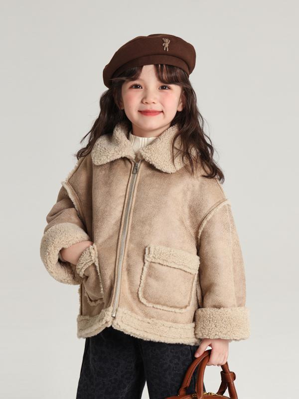 アウター 女の子 キッズ 秋冬 長袖 もこもこ ボア ジャケット コート トップス 子供服 厚手 防寒 保暖 フードなし 暖かい ボアブルゾン ジップアップ おしゃれ カジュアル 通学 お出かけ