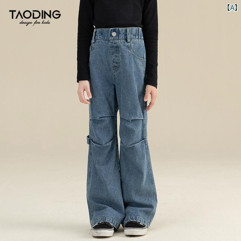 ・スタイル: カジュアル・カテゴリ: ロングパンツ・主な素材: 綿85%、ポリエステル15%・対象: ガールズ・適応年齢: 8歳以上（身長140cm以上）・パンツスタイル: カジュアルパンツ・柄: 無地・デザイン: キュート・ウエスト: ミドルウエスト・カラー展開: ブルー・サイズ展開: 110cm、120cm、130cm、140cm、150cm、160cm、170