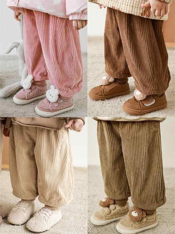 パンツ 女の子 裏起毛 冬服 キッズ ジュニア ズボン ボトムス カジュアル スウェット 防寒 厚手 防風 コーデュロイ 暖かい 動きやすい 通学 普段着 子供用 ウエストゴム