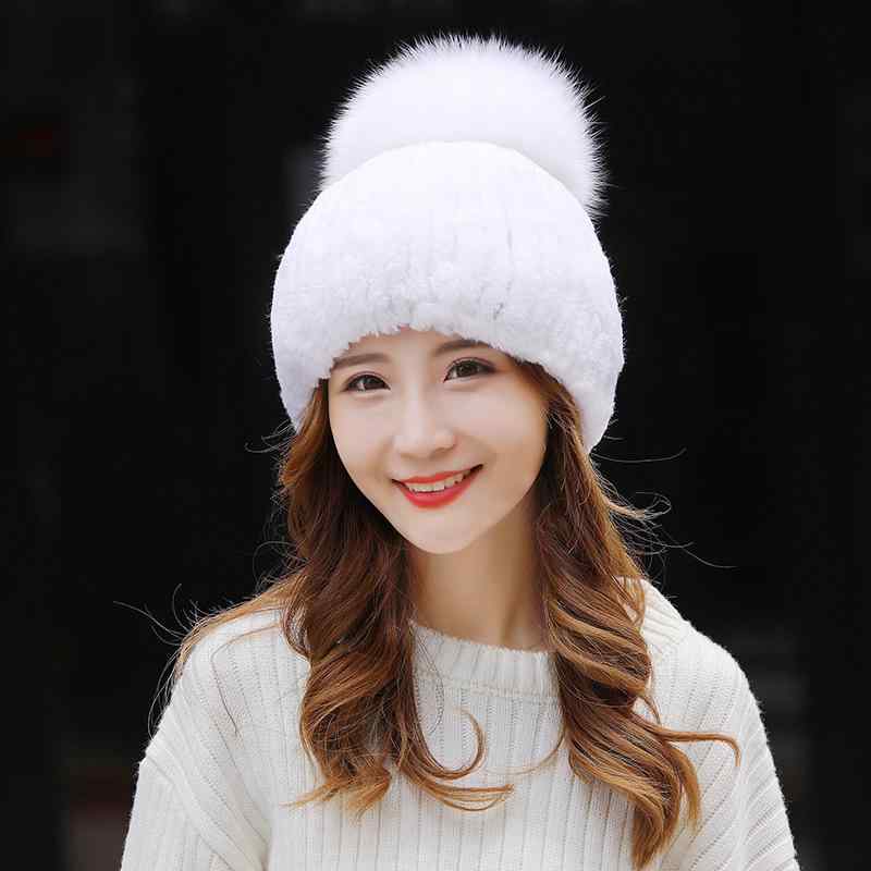 帽子 レディース ニット帽 リアルファー ぼうし ラビットファー レッキス 狐 フォ...