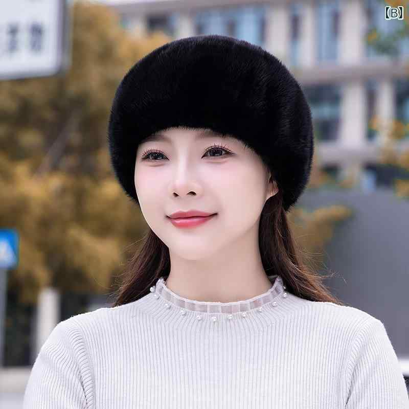 GRATIQUE MIEIのベ雷帽 帽子 レディース 秋冬 防寒 暖かい 耳あて ファッション 中高年 シニア お母さん リアルファー ミンクファー ハット 毛皮 ぼうし キャスケット 画家帽 無地 寒さ対策 ふわふわ 柔らかい 上品 エレガント｜アングル3