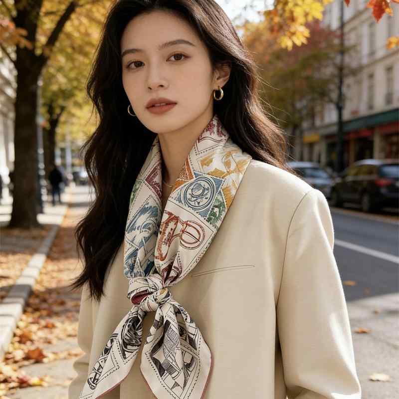 ・カテゴリ: 方巾・カラー展開: ピンク、ダークブルー・織り方: ツイル・スタイル: ビジネス、百搭、ミニマル、カジュアル、通勤、欧米、ラグジュアリー、高級感・主な素材: シルク100%・加工: プリント・サイズ: 90*90cm