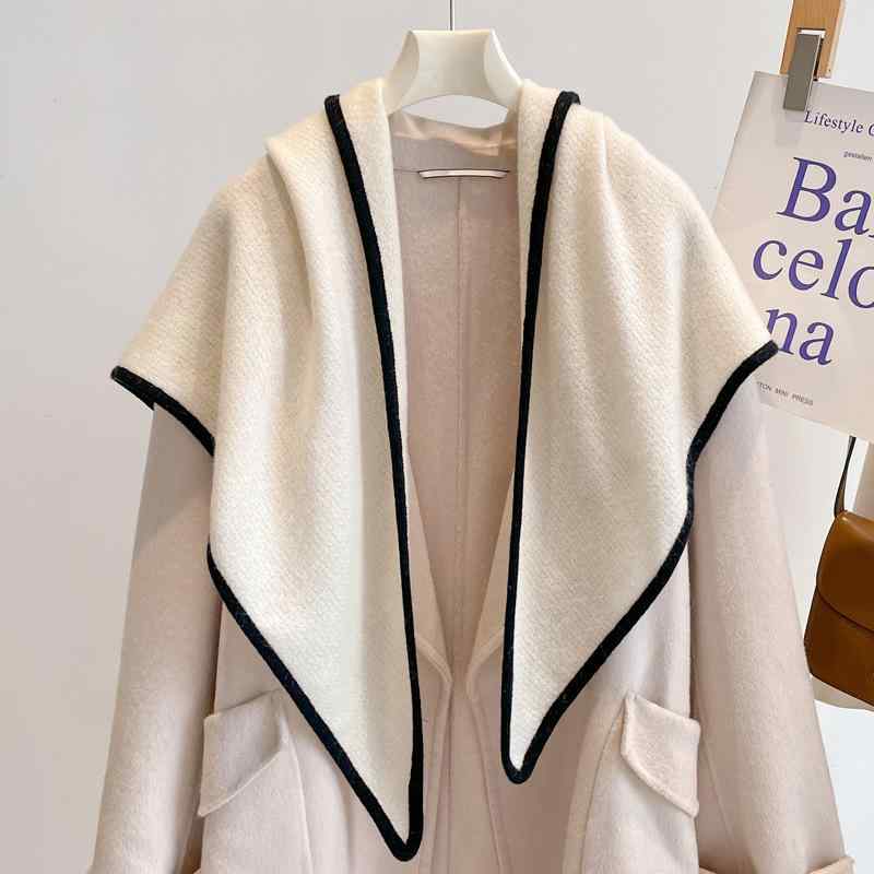 ショール レディース 秋冬 ウール マフラー 肩掛け ストール 大判 三角形 ニット 羊毛 カシミヤ 無地 白 ホワイト あったか 暖かい 防寒 寒さ対策 おしゃれ 上品 オフィス カジュアル ギフト