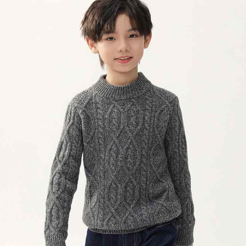 ・スタイル: 韓国風・性別: 男女兼用・生地加工: 柔軟処理・対象年齢: 中大童（8歳以上、140cm以上）・厚み: 極厚・袖丈: 長袖・柄: 無地・主な素材: 羊毛100%・安全基準: B類・ネックライン: クルーネック・フード: フードなし・カラー展開: ターメリック、ベージュ、チャイニーズレッド、ヘザーミディアムグレー・展開サイズ（目安身長）: 110cm、120cm、130cm、140cm、150cm、160cm・カテゴリ: キッズセーター