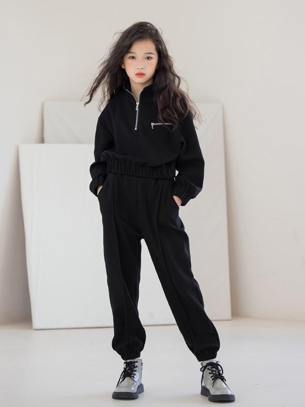 セットアップ 女の子 キッズ 子ども ジュニア トレーナー スウェット 長袖 ロングパンツ 长ズボン 上下セット 2点セット アウター トップス ボトムス スポーティー カジュアル 部屋着 普段着 運動 通学 秋 秋冬