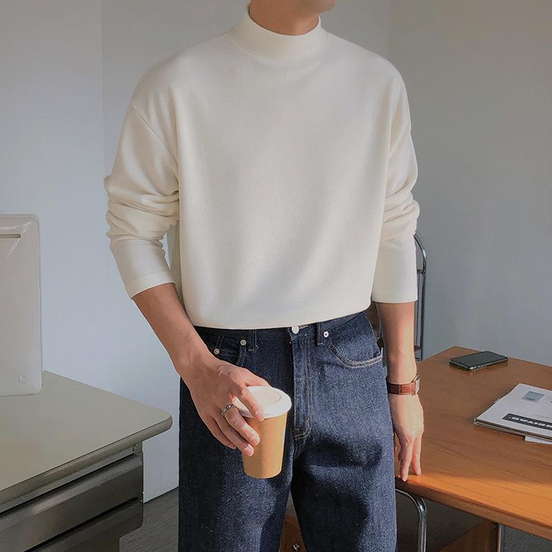 ・スタイル: 韓国風・主な素材: 綿95%・柄: 無地・シルエット: ルーズフィット・ターゲット: 青少年、成人・デザイン: プルオーバー・ネックライン: タートルネック・袖丈: 長袖・生地の厚さ: 普通・着用シーン: カジュアル・カラー展開: グレー、ブラック、オフホワイト・サイズ展開: M、L、XL、XXL・カテゴリ: Tシャツ・袖の種類: ドロップショルダー・対象性別: メンズ