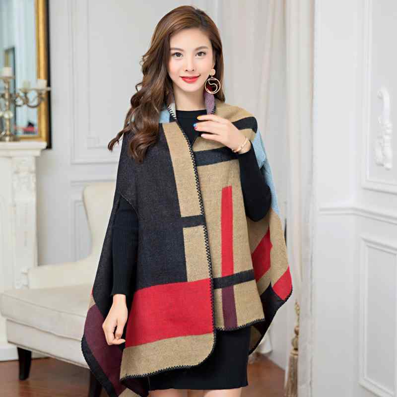 ショール レディース 秋冬 防寒 厚手 暖か カシミヤタッチ リバーシブル ポンチョ 2WAY スヌード ファッション小物 マフラー ストール 暖かい 無地 大判 羽織り アウター 通勤 通学 旅行 おしゃれ