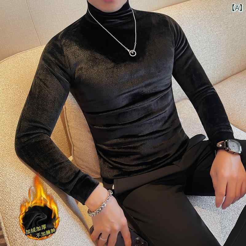 ・スタイル: 韓国風・主な素材: ポリエステル91%〜95%・柄: 無地・シルエット: スリム・対象: メンズ・デザイン: プルオーバー・ネックライン: モックネック・袖丈: 長袖・フード: なし・厚さ: 普通・誤差範囲: 1-3cm・素材詳細: 化学繊維混紡・着用シーン: 日常・ディテール: ステッチデザイン・プリントテーマ: シティスタイル・加工: ノーアイロン・カラー展開: ブラック（裏起毛）、ホワイト（裏起毛）、ブラウン（裏起毛）、アーミーグリーン（裏起毛）、ブラック（通常）、ホワイト（通常）、ブラウン（通常）、アーミーグリーン（通常）・サイズ展開: M（45-55kg）、L（55-62.5kg）、XL（62.5-67.5kg）、XXL（67.5-72.5kg）、3XL（72.5-80kg）、4XL（80-87.5kg）、5XL（87.5-95kg）・カテゴリ: Tシャツ・袖型: レギュラースリーブ・重量: 約350g〜400g・機能性: 耐摩耗性