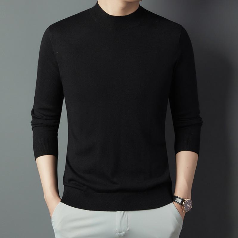 ・カテゴリ: Tシャツ・スタイル: カジュアル、韓国風・主な素材: ウール 71%〜80%、カシミヤ（山羊絨）・ネックライン: クルーネック・袖丈: 長袖・柄: 無地・シルエット: レギュラーフィット・フード: なし・厚み: 普通・対象: メンズ、アダルト・適用シーン: カジュアル・デザイン詳細: ステッチ（ステッチワーク）・機能性: 通気性、防水、防シワ、防汚、吸湿速乾・カラー展開: 云茶、中灰、煙墨、赤青、キャラメル、ブラック、ダークグリーン・サイズ展開: 105/48、110/50、115/52、120/54、125/56、130/58・重量: 180g以上〜250g未満