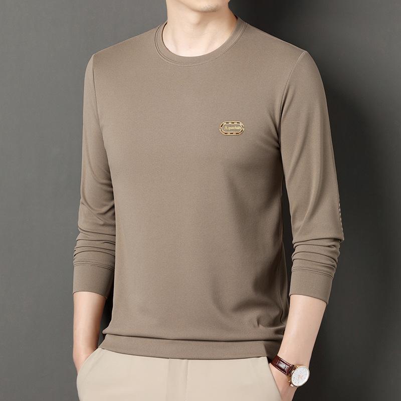 ・カテゴリ: Tシャツ・スタイル: 韓国風・主な素材: 桑蚕糸（シルク）96%以上・柄: 無地・シルエット: レギュラーフィット・ターゲット: 中年、成人男性・ネックライン: クルーネック・袖丈: 長袖・フード: なし・厚み: 普通・測定誤差: 約2cm・着用シーン: カジュアル・デザイン詳細: ステッチ・プリントテーマ: エコ・加工: 形態安定（ノーアイロン）・カラー展開: グレーグリーン、ライトブラウン、レンガレッド、グレーブルー、ブラック、ホワイト・サイズ展開: 165/48/M、170/50/L、175/52/XL、180/54/2XL、185/56/3XL、190/58/4XL・袖丈のタイプ: レギュラー・重量: 約180g以上250g未満・機能性: 通気性、防水、防汚、防しわ、吸湿速乾