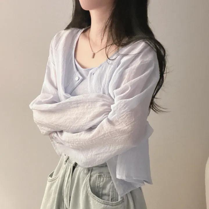 ・カテゴリ: 衬衫・スタイル: 甜美风・主な素材: 涤纶（聚酯纤维）・柄: 纯色・ネックライン: 半开领・袖丈: 长袖・袖型: 灯笼袖・シルエット: 宽松型・着丈: 普通款(50cm<衣长≤65cm)・カラー展開: 杏色、白色、藍色・サイズ展開: 均码・ストレッチ性: 微弹