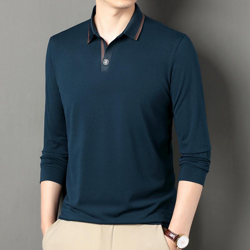 ・スタイル: 韓国風・主な素材: 絹100%（桑蚕糸96%以上）・柄: 無地・シルエット: レギュラーフィット・対象: メンズ・デザイン: プルオーバー・ネックライン: 襟付き・袖丈: 長袖・フード: なし・生地の厚さ: 普通・サイズ誤差: 約2cm・生地名: シルク・着用シーン: カジュアル・デザイン詳細: ステッチ・プリントテーマ: エコ・処理加工: 形態安定加工・カラー展開: ライトグリーン、ピンク、ブルーグレー、レンガレッド、カーキ、ブルー、ホワイト、ブラック・サイズ展開: 165/48/M、170/50/L、175/52/XL、180/54/2XL、185/56/3XL、190/58/4XL・カテゴリ: Tシャツ・袖型: レギュラースリーブ・重量: 約180g - 250g・機能性: 通気性、防水、防シワ、防汚、吸湿速乾