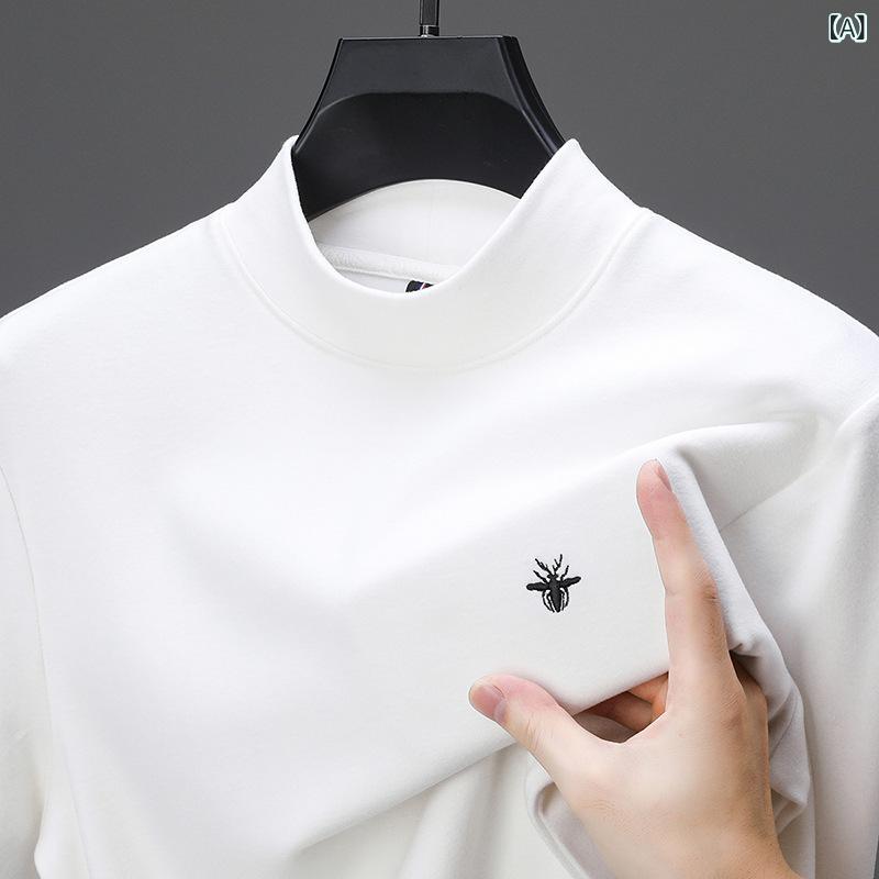Tシャツ メンズ 長袖 カットソー インナー トップス 紳士服 ハイネック モックネック プルオーバー トレーナー スウェット 防寒 保温 暖かい 起毛 無地 カジュアル ビジネス オフィス 通勤 通学 シンプル 秋 冬 秋冬 putera-10489234 GRATIQUE MIEI サンプル画像2