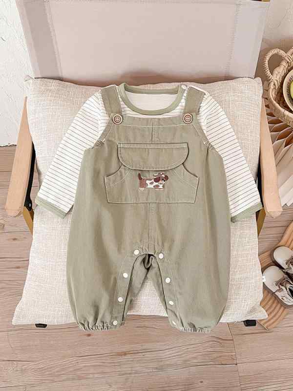 ベビー服 男の子 サロペット セットアップ 春 長袖 オーバーオール カバーオール 上下セット 2点セット コットン 綿 100 70 80 90 赤ちゃん 出産祝い お出かけ かわいい カジュアル