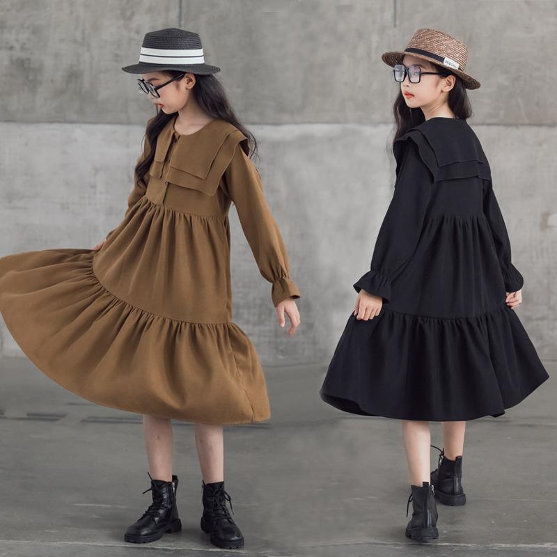 ワンピース キッズ 女の子 長袖 2段フリル ティアード ケーキドレス プリンセス 親子コーデ ロング丈 リンクコーデ 秋 かわいい カジュアル 発表会 通学 旅行 お出かけ 子供服 ジュニア 10代