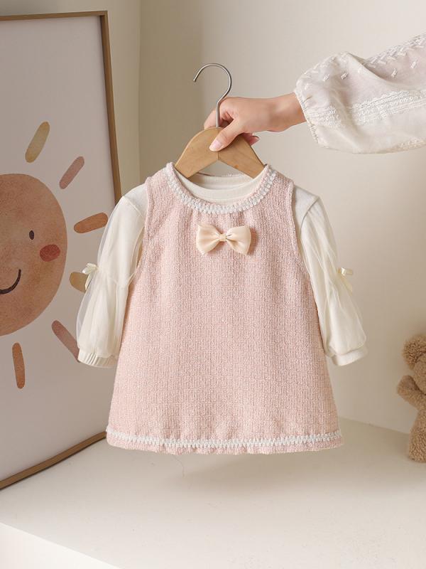 子供服 セットアップ 女の子 ベビー服 ジャンパースカート 長袖カットソー 綿 小香風 ツーピース 秋 かわいい おしゃれ お出かけ 通園 70 80 90 100