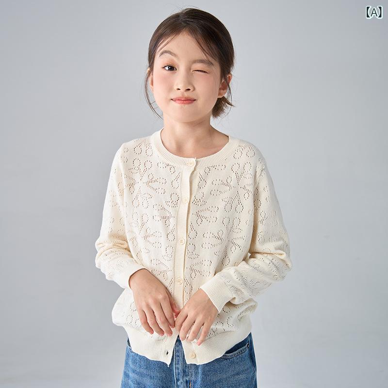 カーディガン キッズ 女の子 ベビー 長袖 ニット セーター トップス 薄手 コットン 綿 桜ん坊 アウター かわいい 通園 通学 お出かけ 春 秋 子供服 赤 白