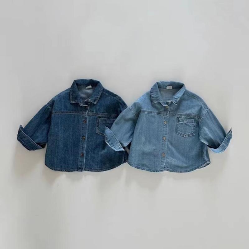 デニムジャケット キッズ 男の子 女の子 アウター 春 秋 デニムコート スタンドカラー ジャケット 長袖 ポケット付き トップス 羽織り ヴィンテージ風 カジュアル お出かけ 通園 通学 旅行 おしゃれ