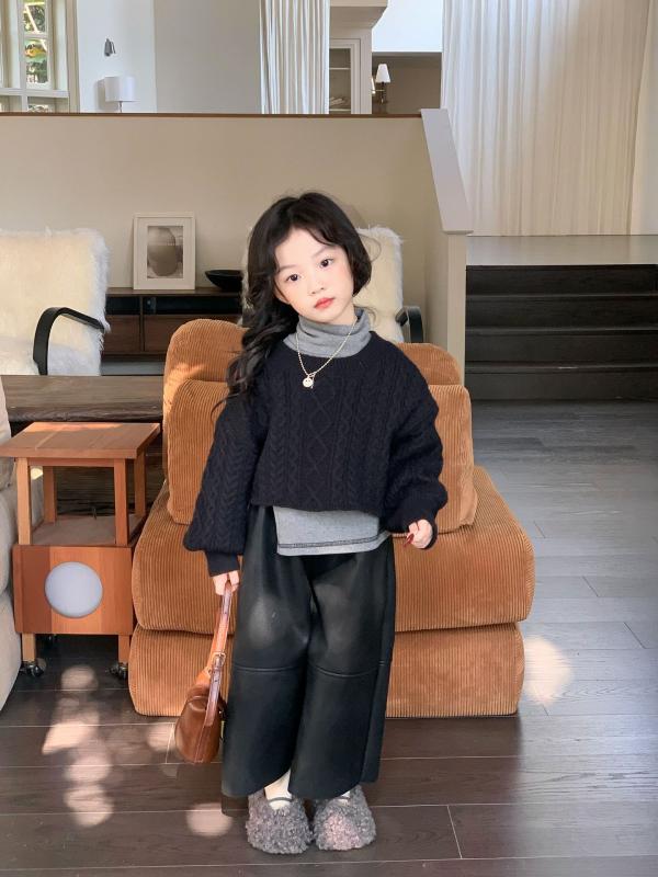 キッズ セーター ニット 子供 女の子 長袖 トップス 厚手 ケーブル編み クルーネック プルオーバー 暖かい 防寒 10代 カジュアル かわいい おしゃれ 通学 お出かけ 旅行 秋 冬 韓国風