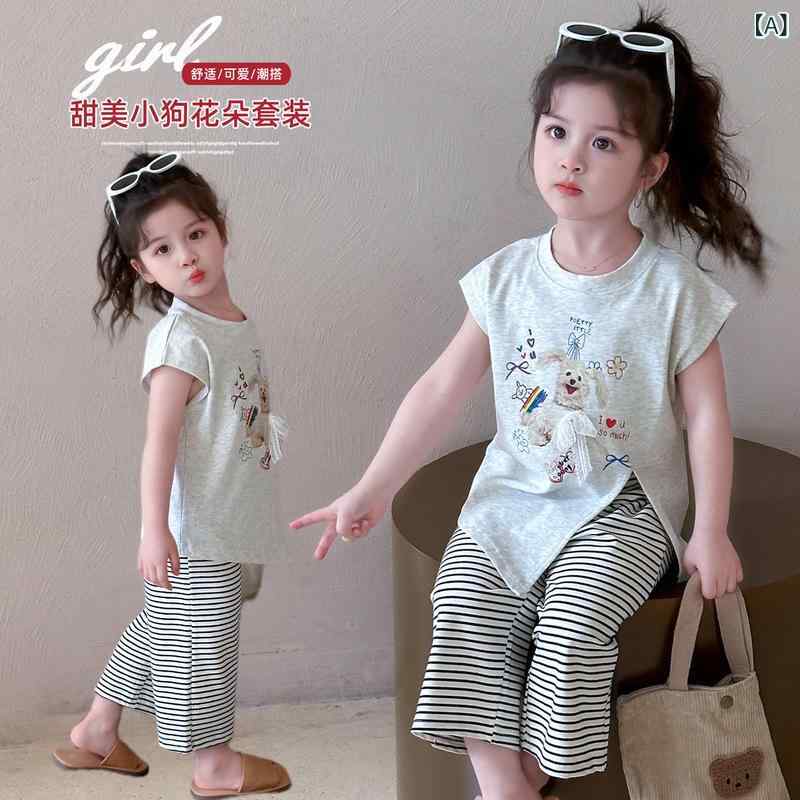 子供服 セットアップ 女の子 ワイドパンツ 2点セット 半袖 Tシャツ ガールズ キッズ ジュニア おしゃれ 洋服 上下セット カジュアル ウエア 夏 お出かけ 110 120 130 140 150