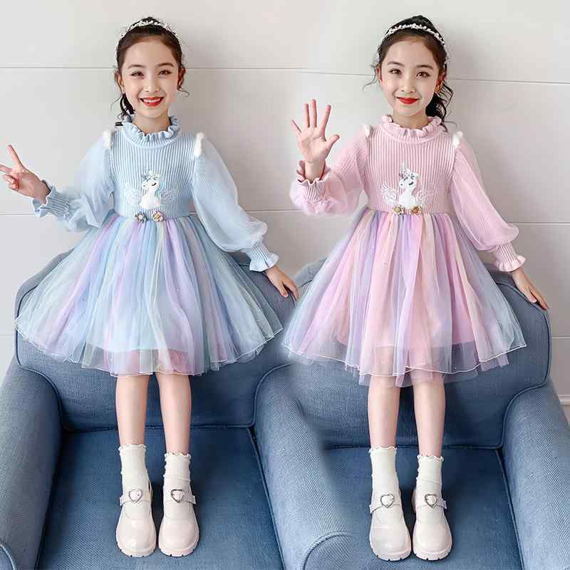 ・スタイル: 韓国風・カテゴリ: ワンピース・主な素材: 綿 90%・対象性別: 女の子・対象年齢: 3〜8歳（身長100〜140cm）・柄: 無地・生地加工: 柔軟処理・袖丈: 長袖・スカートのデザイン: プリンセスドレス・裏地素材: 綿 90%・デザイン要素: プリンセス・カラー展開: ピンク（スパンコール付き）、ブルー（スパンコール付き）、ピンク、ライトブルー・サイズ展開: 90cm、100cm、110cm、120cm、130cm、140cm、150cm、160cm