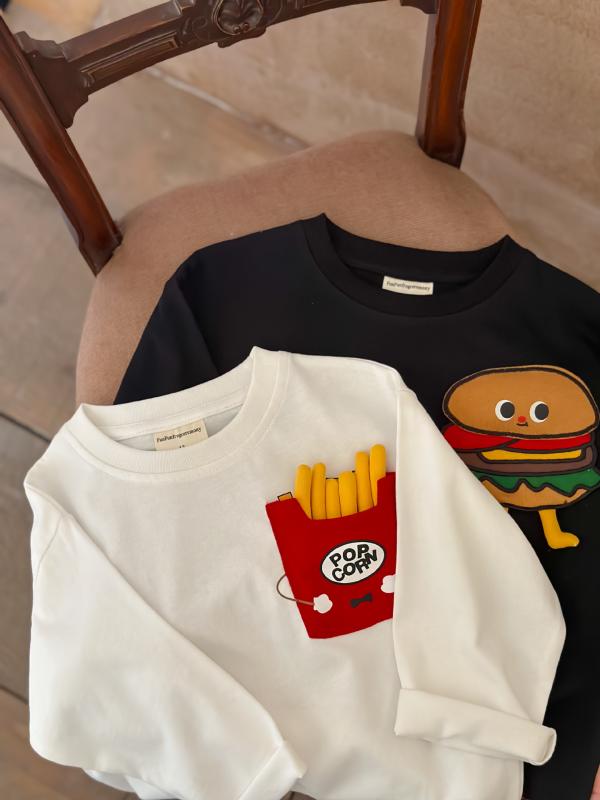 ・カテゴリ: キッズTシャツ・対象性別: 男女兼用・スタイル: カジュアル・フード: なし・袖丈: 長袖・対象年齢: 3〜8歳（身長100〜140cm）・生地加工: 柔軟処理・柄: キャラクター、アルファベット、プリント、配色・主な素材: 綿100%・安全基準: B類・ネックライン: クルーネック・機能: 吸湿速乾・カラー展開: ホワイト、ブラック・対応身長: 90cm、100cm、110cm、120cm、130cm、140cm