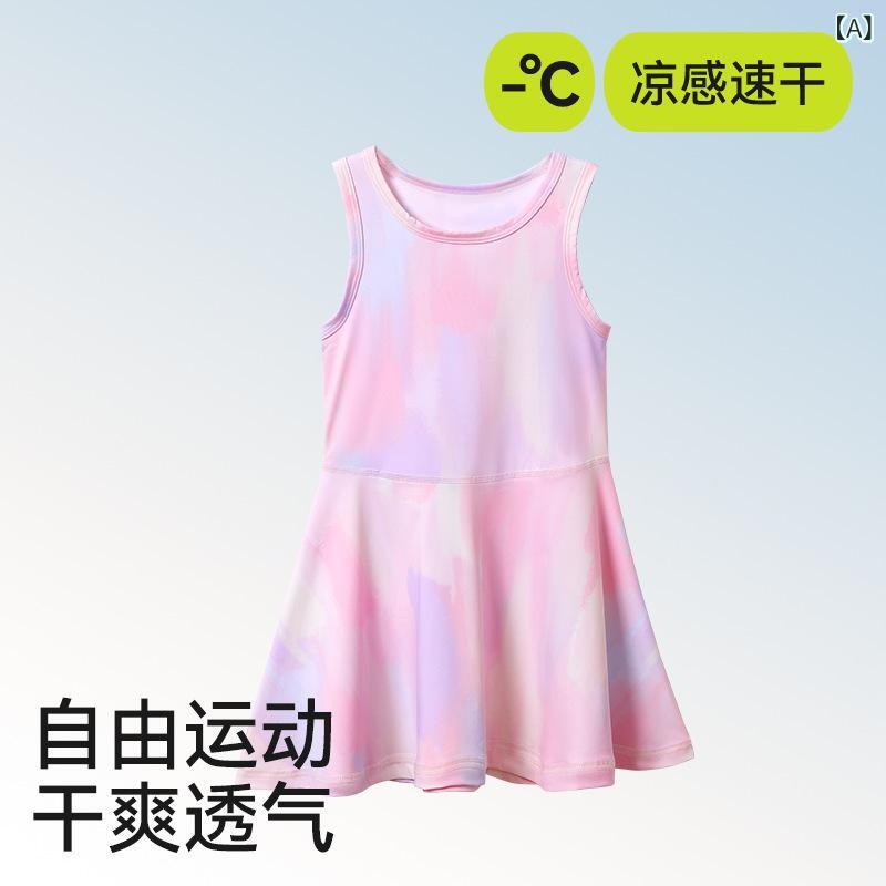 ワンピース キッズ 女の子 テニスウェア 半袖 スポーツ 接触冷感 速乾 防紫外線 夏 子供 10代