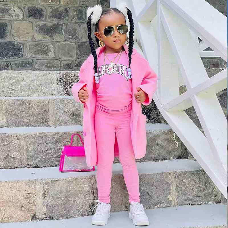 子供服 アウター セットアップ コート 女の子 ロングコート ピーコート 長袖 Tシャツ ロングパンツ 長ズボン 3点セット キッズ ジュニア トレンチコート 防寒 暖かい 130 140 秋 冬 通学 お出かけ