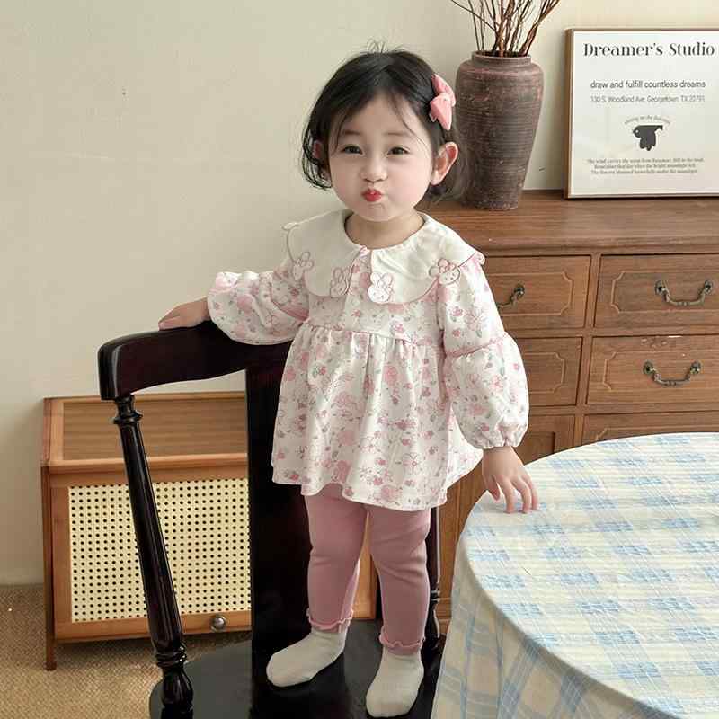 子供服 セットアップ 女の子 ベビー服 花柄 長袖 シャツ パンツ 上下セット キッズ 2点セット 田園風 ナチュラル かわいい お出かけ 通園 通学 春 秋 80 90 100 110 120