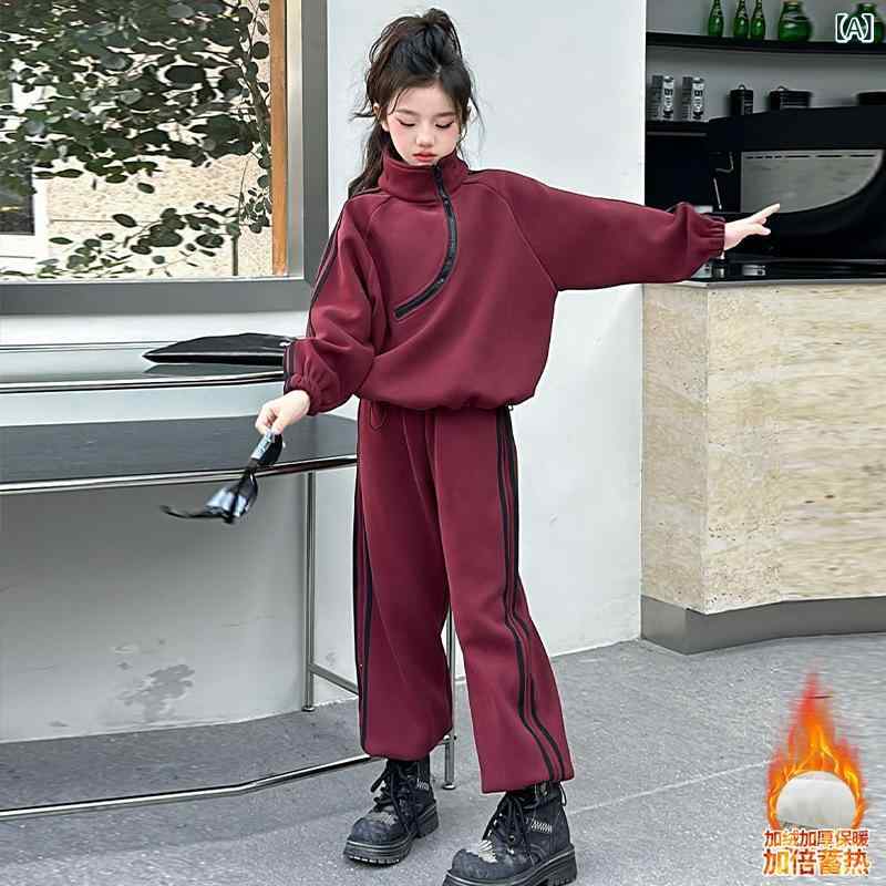 子供 スウェット 上下セットアップ キッズ 女の子 ジュニア 長袖 パーカー ロングパンツ 裏起毛 厚手 防寒 暖かい 運動着 通学 旅行 カジュアル スポーツウェア 秋 冬