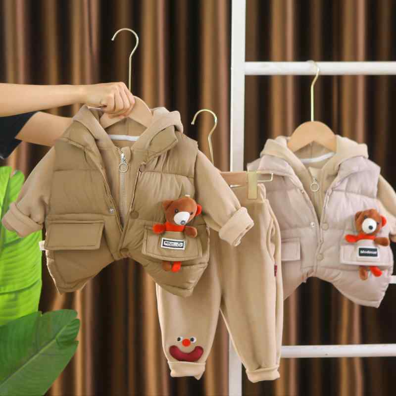 子供服 セットアップ 男の子 女の子 冬 キッズ アウター ベスト 裏起毛 3点セット 防寒 あたたかい 1歳 2歳 3歳 4歳 5歳 通園 通学 お出かけ おしゃれ かわいい 80 90 100 110